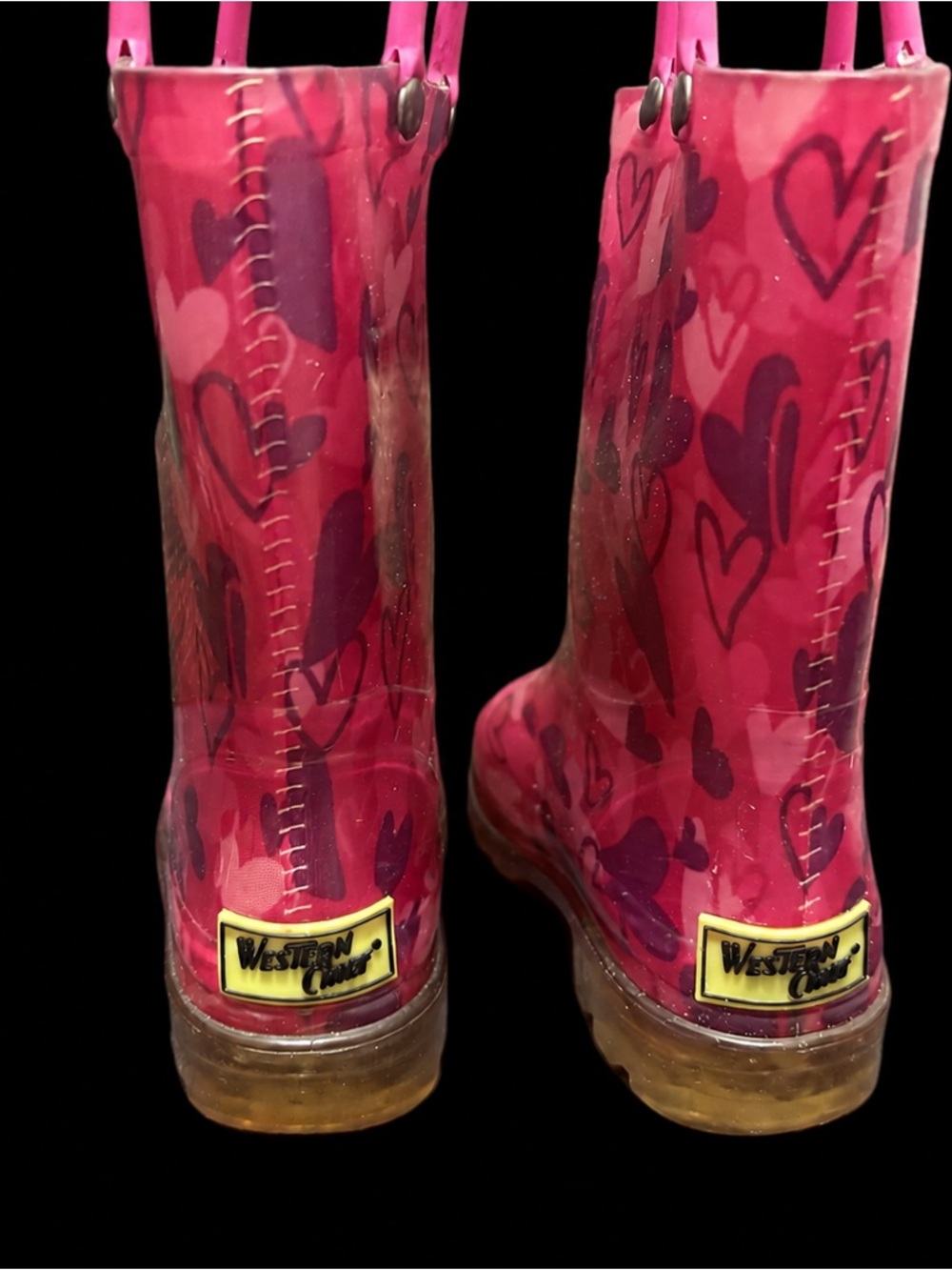 Western Chief Pink Heart Pattern Rain Boots for Women size 9/10